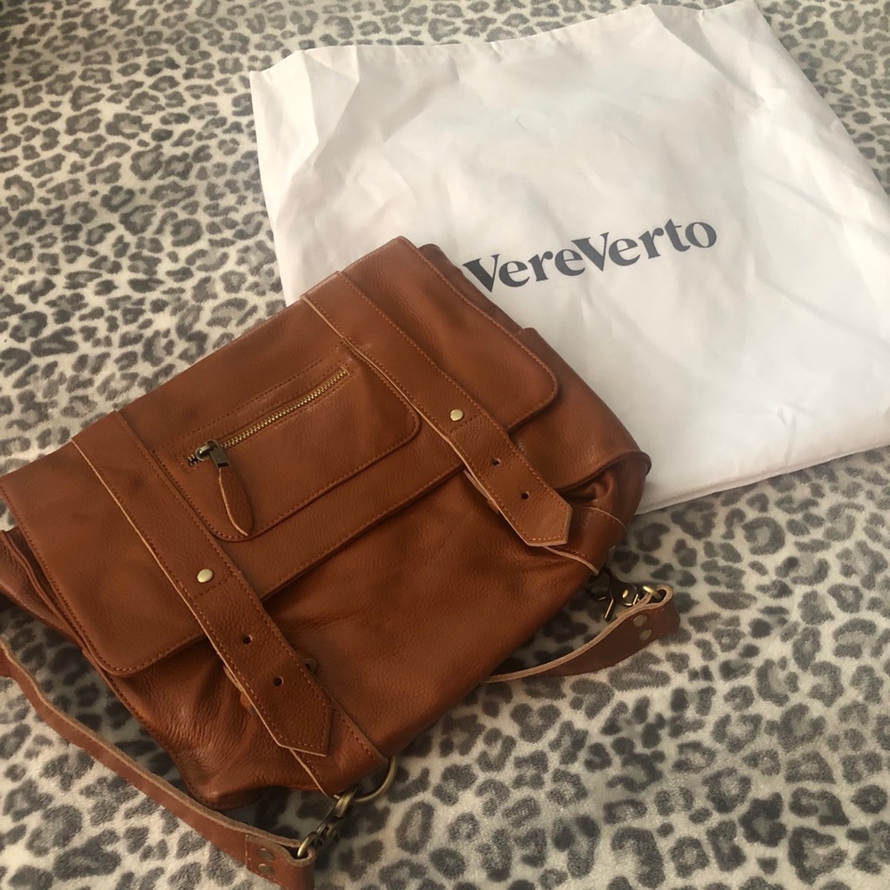 Vereverto Italian Leather Backpack Messenger Bag